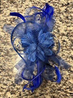 New! Blue Floral Fascinator Headpiece - Women Accessories